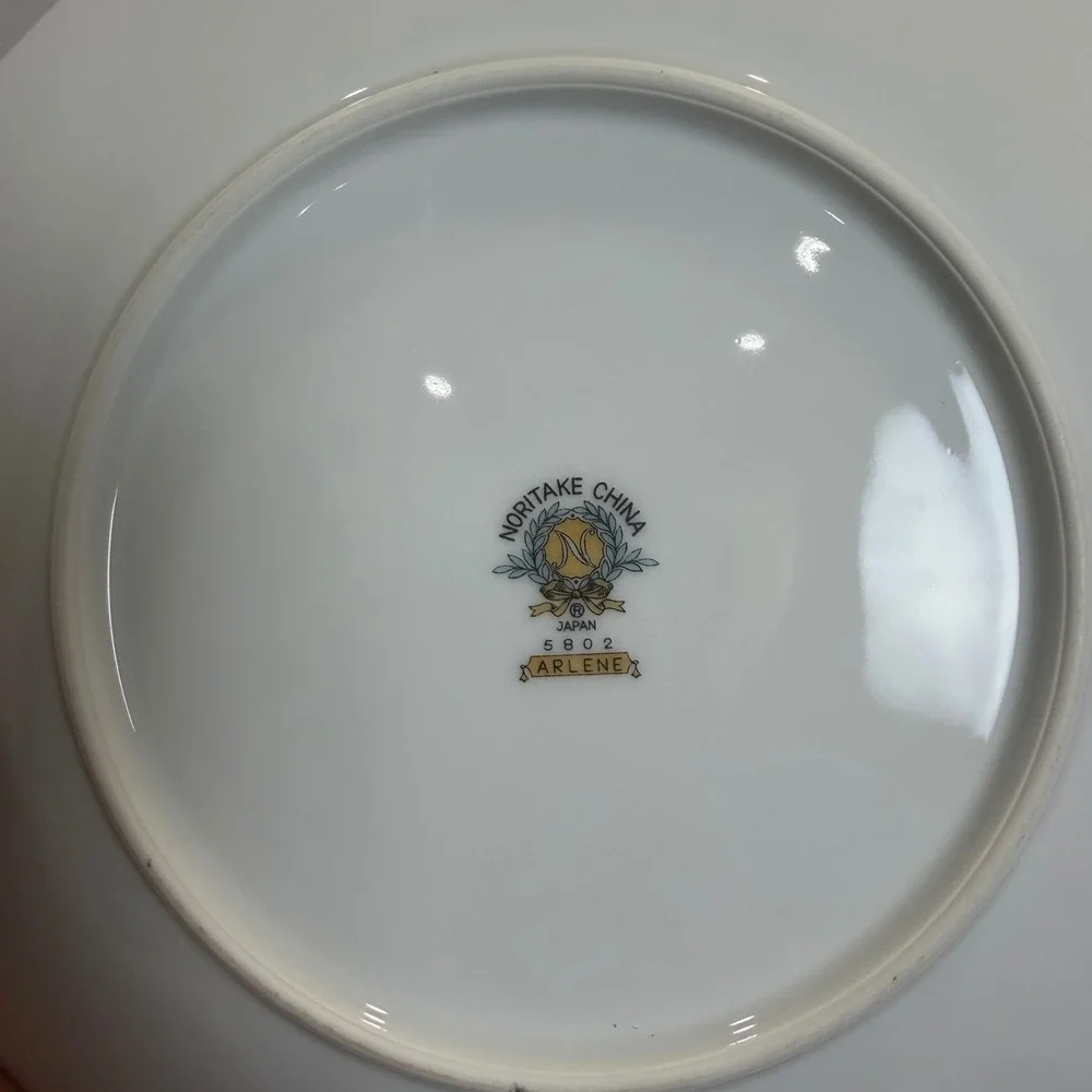 Noritake Arlene 5802 Salad Plates Set Vintage China Floral‎ Silver Trim 8.25
